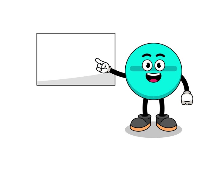 Vector ilustración de tableta de medicina haciendo una presentación