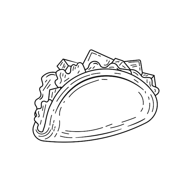 Ilustración tacos dibujados a mano estilo de diseño vintage fondo blanco aislado