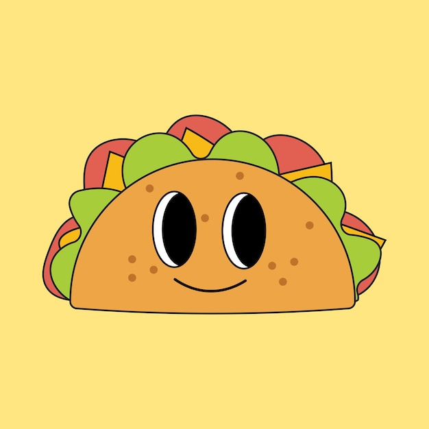 Vector ilustración de tacos de dibujos animados retro