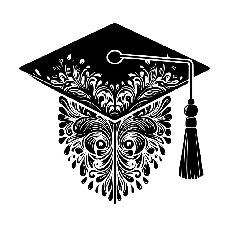 Vector ilustración de la tapa de graduación gráficos vectoriales icono sólido en color negro