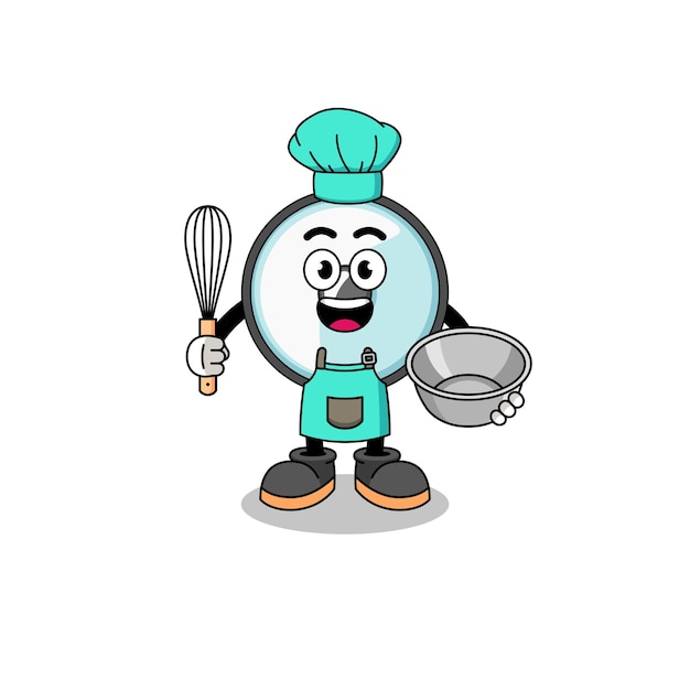 Ilustración de la tapa de una olla como chef de panadería.