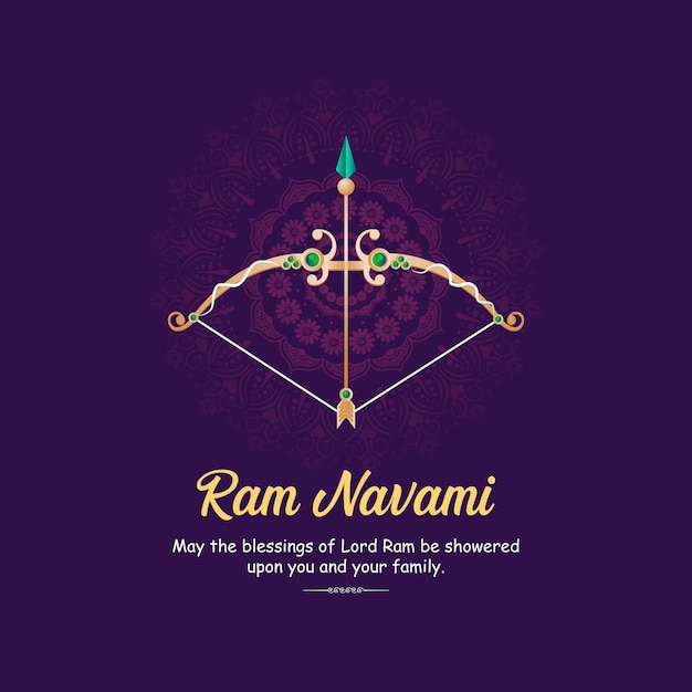ilustración de la tarjeta de felicitación para Ram Navami, un festival hindú celebrado por Lord Ram