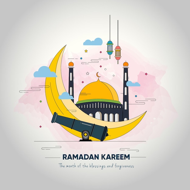 Ilustración de tarjeta de felicitación de ramadán kareem