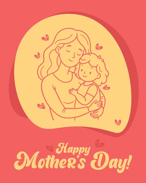 Ilustración de la tarjeta postal del feliz día de la madre