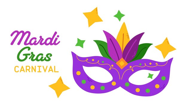 Ilustración de la tarjeta vectorial del carnaval de Mardi Gras