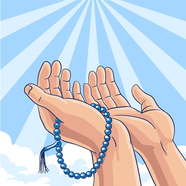 Ilustración de tasbih dibujado a mano