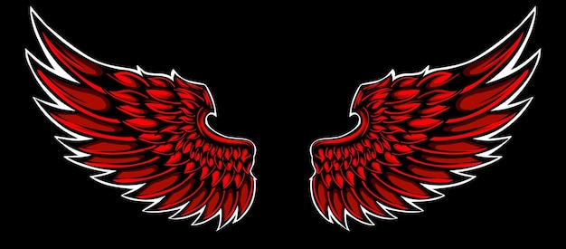 Ilustración de tatuaje de alas de ángel rojo