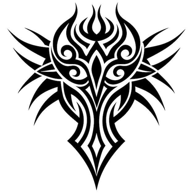 una ilustración de tatuaje tribal en blanco y negro