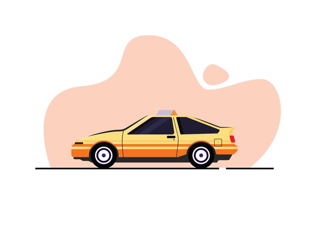 Ilustración de taxi amarillo en estilo plano