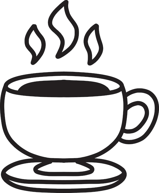 Ilustración de taza de café caliente dibujada a mano
