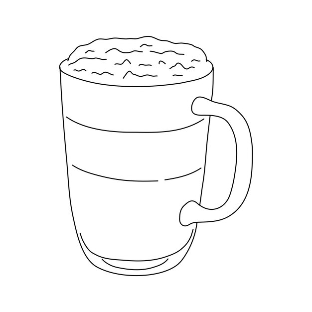 Ilustración con taza de café en estilo boceto Latte Vector