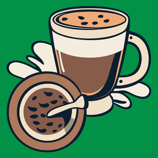 Vector ilustración de una taza de café con granos de café