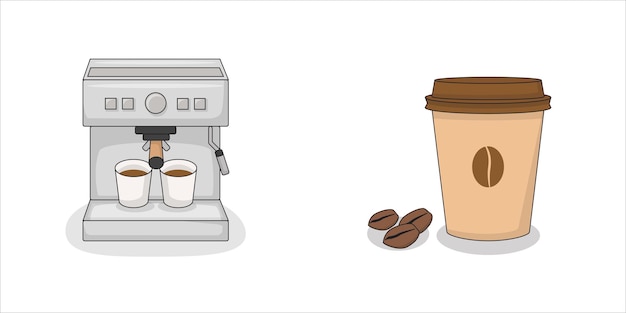 Vector ilustración de una taza de café y una máquina de café