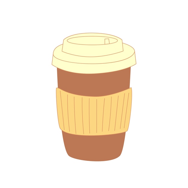 Ilustración de la taza de café de papel en un estilo de dibujos animados en color moderno