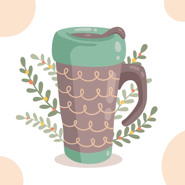 Vector ilustración de taza ecológica de diseño plano