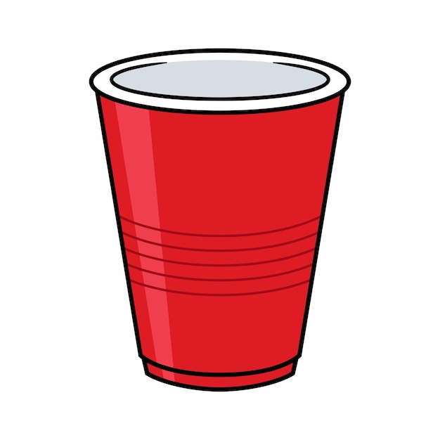 Ilustración de taza de plástico roja vectorial