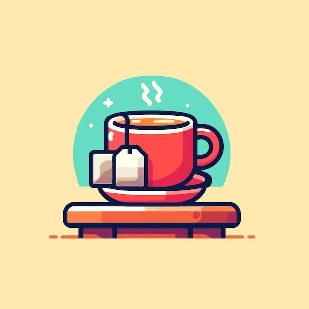 Vector ilustración de una taza de té caliente