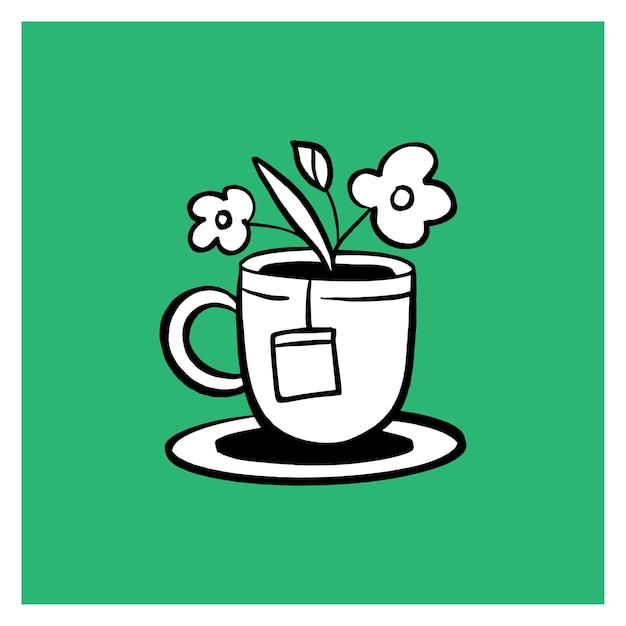 ilustración de taza de té dibujada a mano