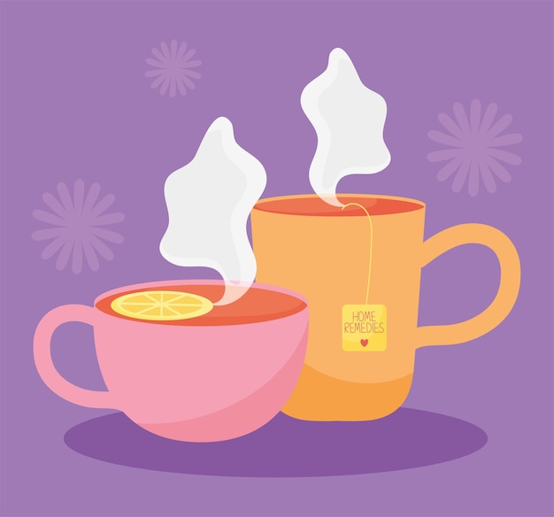 Ilustración de tazas de té caliente