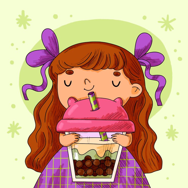 Vector ilustración de té de burbujas dibujada a mano