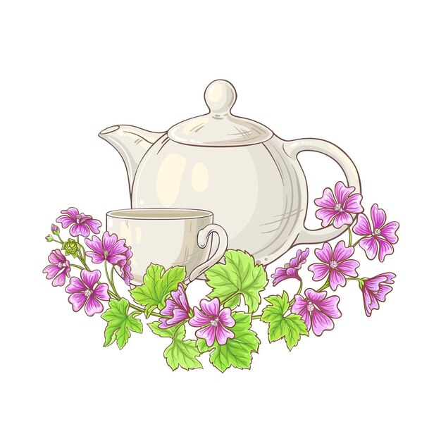 Ilustración del té de malva