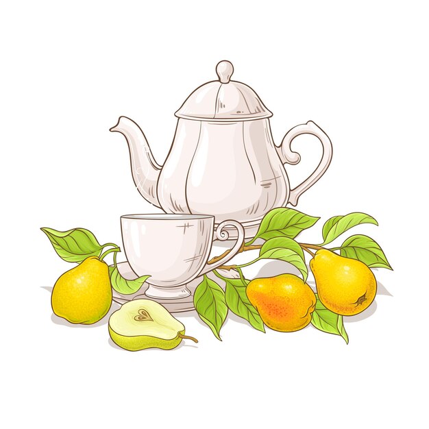 Ilustración del té de pera