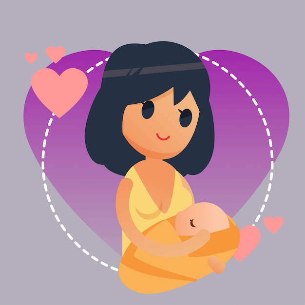 Vector ilustración de técnica de lactancia materna