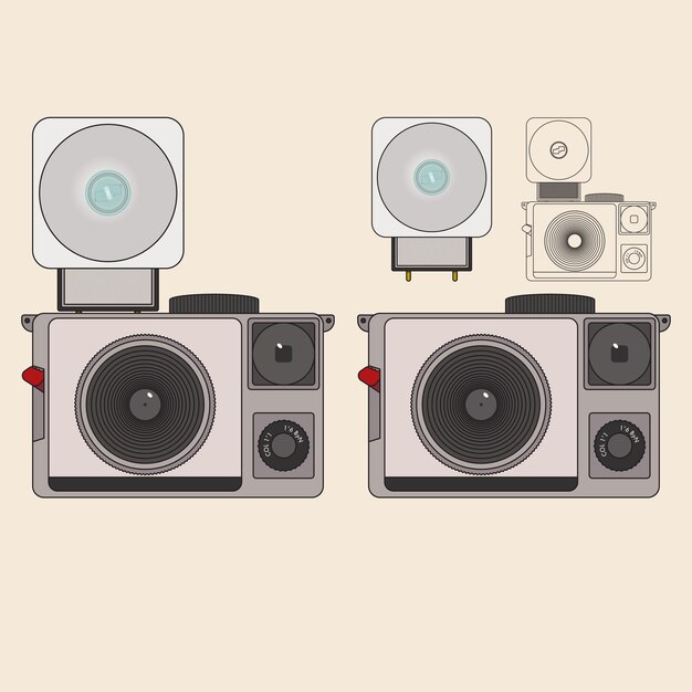 Ilustración técnica de vector de cámara de película antigua 6