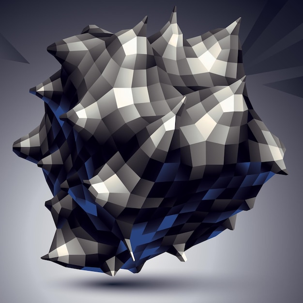 Ilustración de tecnología abstracta vectorial 3D, objeto inusual geométrico en perspectiva. Forma de origami.]