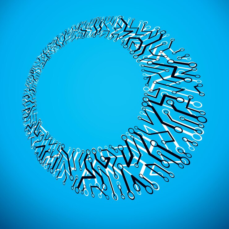 Vector ilustración de tecnología abstracta vectorial con placa de circuito. esquema digital de alta tecnología de dispositivos electrónicos. fondo abstracto de microchip de tecnología con espacio de copia claro.
