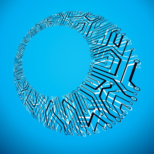 Ilustración de tecnología abstracta vectorial con placa de circuito. Esquema digital de alta tecnología de dispositivos electrónicos. Fondo abstracto de microchip de tecnología con espacio de copia claro.