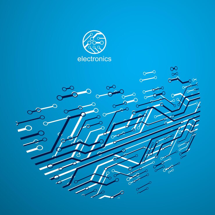 Vector ilustración de tecnología abstracta vectorial con placa de circuito. esquema digital de alta tecnología de dispositivos electrónicos. fondo abstracto de microchip de tecnología