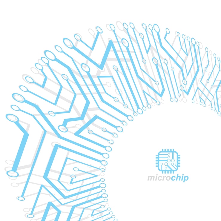 Vector ilustración de tecnología abstracta vectorial con placa de circuito. esquema digital de alta tecnología de dispositivos electrónicos. fondo abstracto de microchip de tecnología