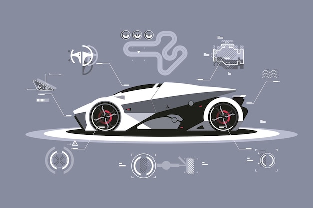 Vector ilustración de tecnología de coche moderno.