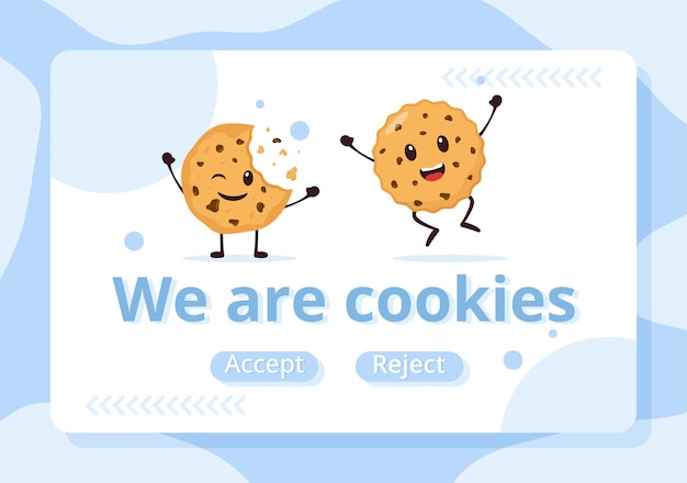 Ilustración de tecnología de cookies de internet con registro de cookies de seguimiento de navegación en un sitio web