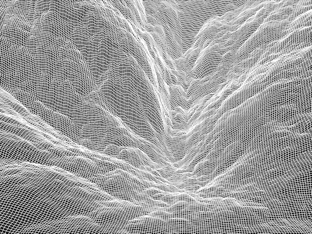 Ilustración de tecnología de cuadrícula del ciberespacio de fondo de vector de paisaje de estructura metálica en negro