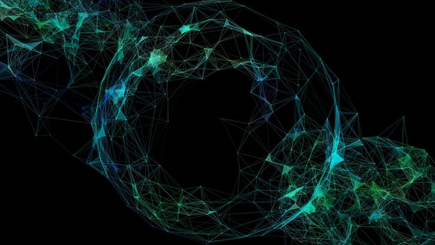 Ilustración de tecnología de datos Fondo futurista abstracto Ola con puntos y líneas de conexión sobre fondo oscuro Ola de partículas
