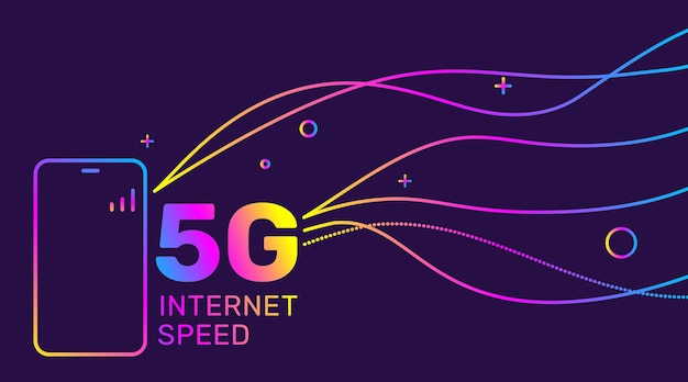 Ilustración de tecnología degradado 5g y teléfono inteligente.