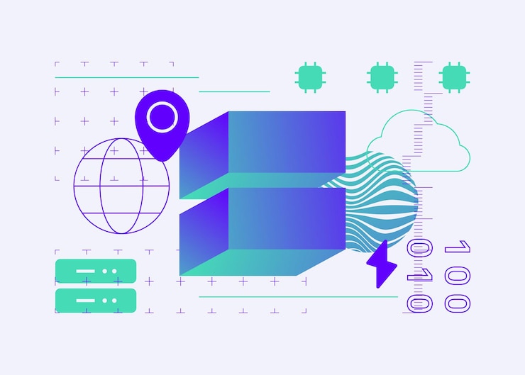 Vector ilustración de la tecnología de gradiente moderna de los servidores de datos