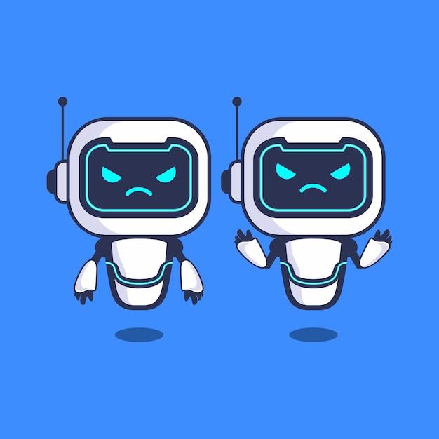 Ilustración Tecnología Vector Carácter Robot Enojado