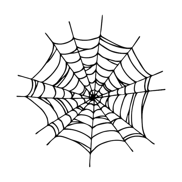 Ilustración de tela de araña dibujada a mano simple Lindo gossamer clipart Doodle de Halloween