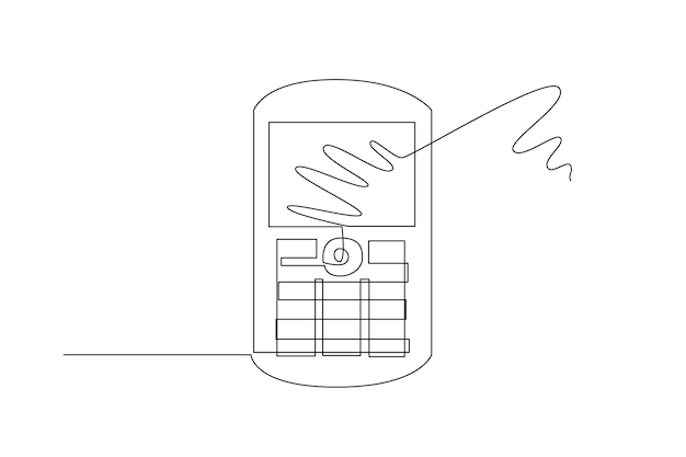 una ilustración de un teléfono de línea simple. teléfono móvil concepto de dibujo y comunicación.