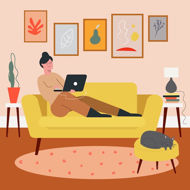 Vector ilustración de teletrabajo