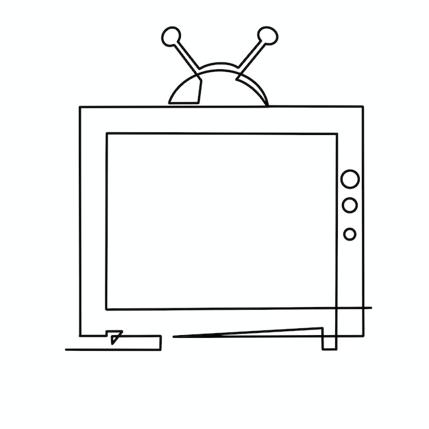 Ilustración de televisión antigua de una línea continua vectorial