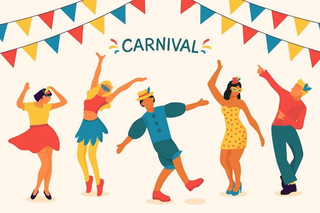 Ilustración con tema de bailarines de carnaval