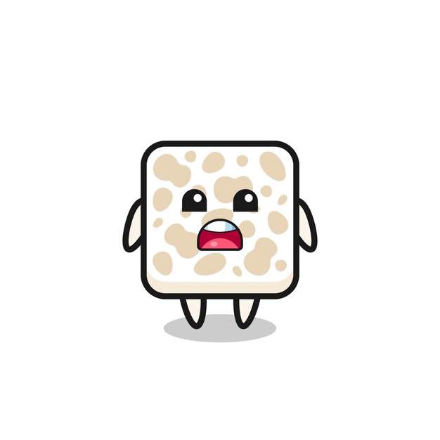 Ilustración de tempeh con expresión de disculpa diciendo que lo siento