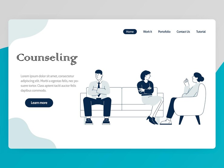 Ilustración de terapia mental Personas solitarias asesorando a psiquiatra