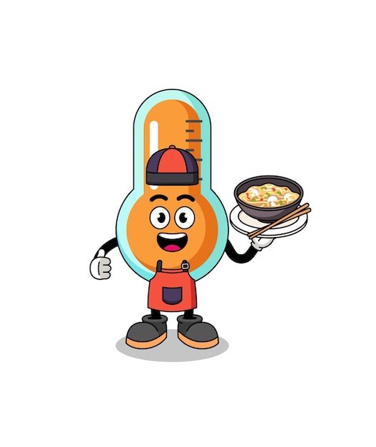 Ilustración de termómetro como chef asiático