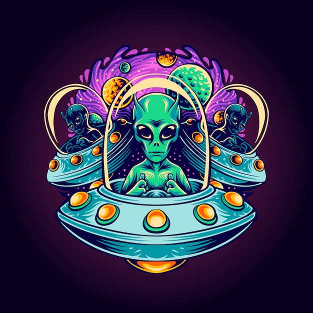 Vector ilustración de terror alienígena