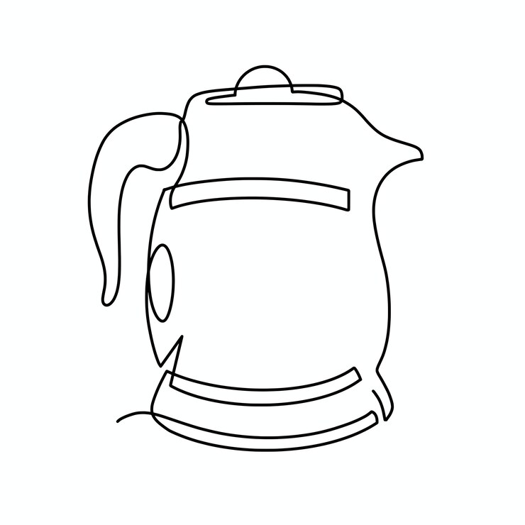 Vector ilustración de tetera de hervidor de agua de una línea continua de vector